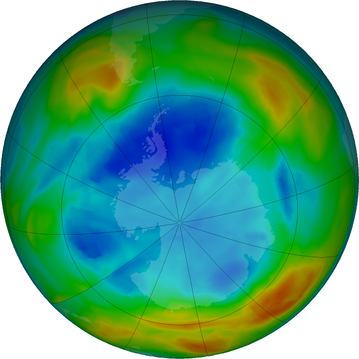 Antarctic ozone map for 09 August 2017